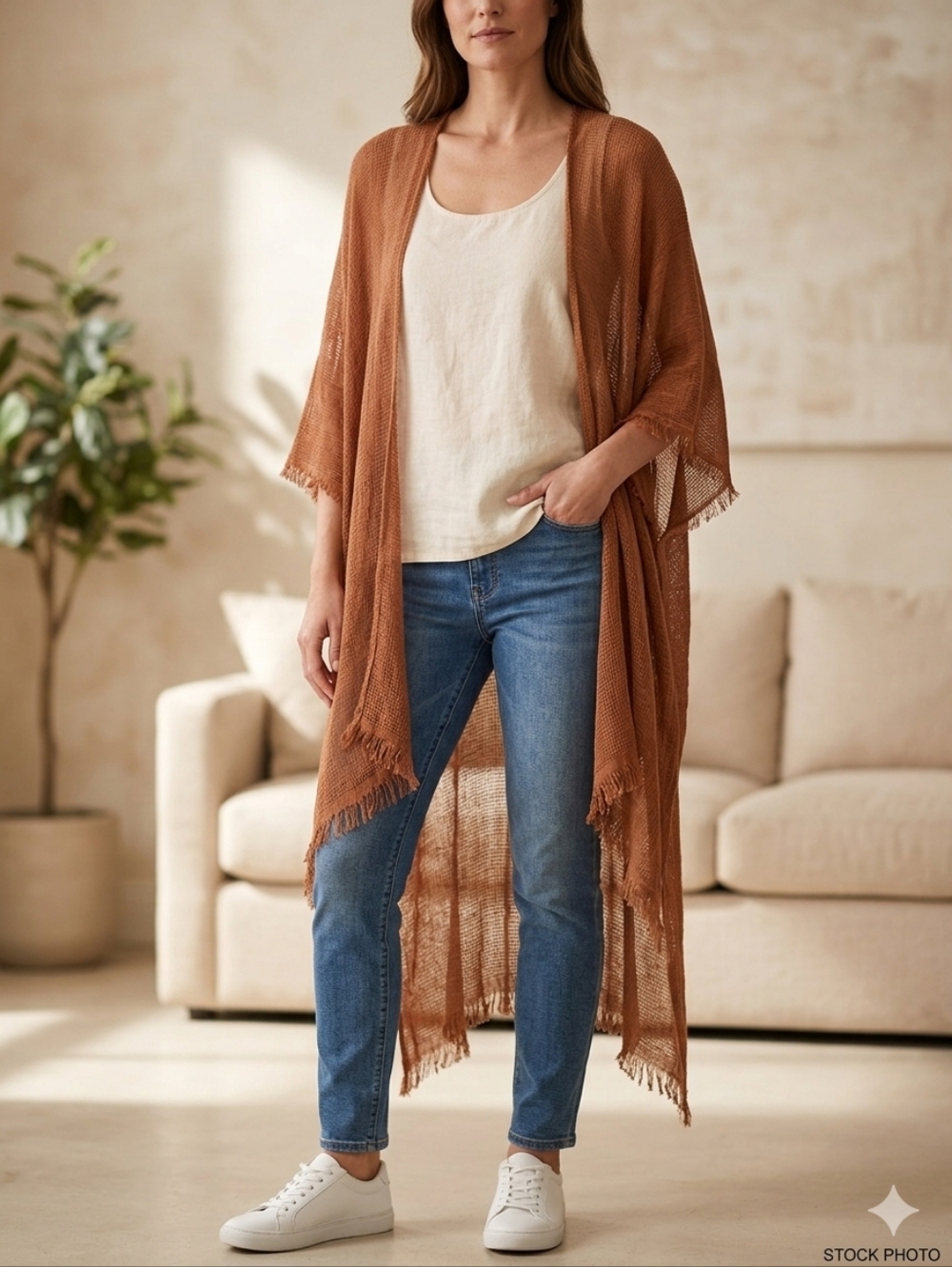 Free People Day Dream Washed Kimono Duster - Terracotta, One Size